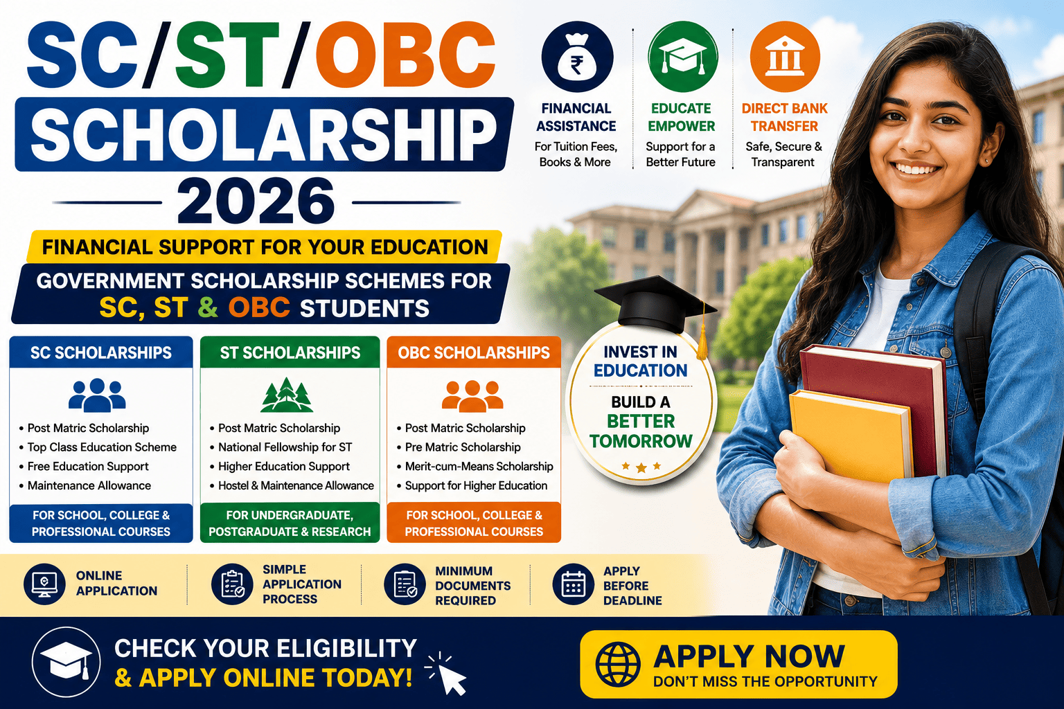 Select SC/ST/OBC Scholarship Schemes 2026 SC/ST/OBC Scholarship Schemes